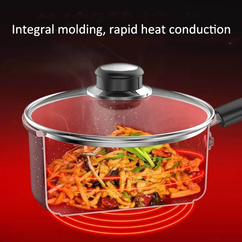 Soup Pot Thermal Cooker Non-stick Cookware for Kitchen Milk Noodles Pots Coating Saucepan with Cover Single Handle Pan Home