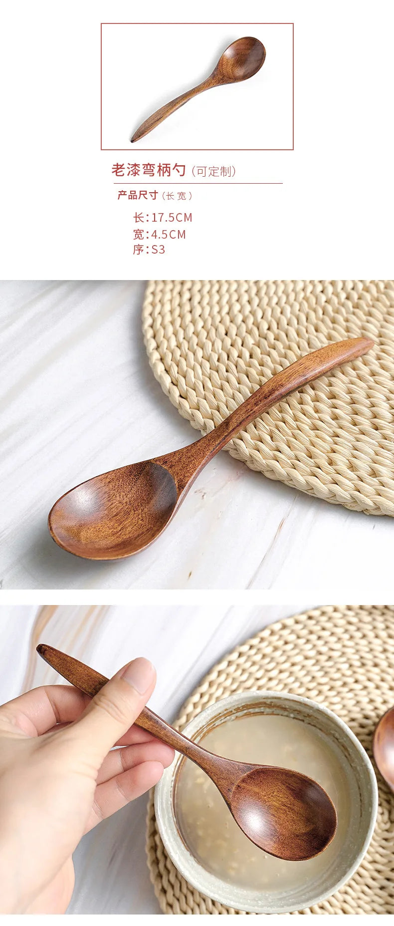 Wooden Spoon Bamboo Kitchen Cooking Utensil Tool Soup Teaspoon Catering for Kicthen Wooden Spoon Bamboo Spoon Dinner Spoon