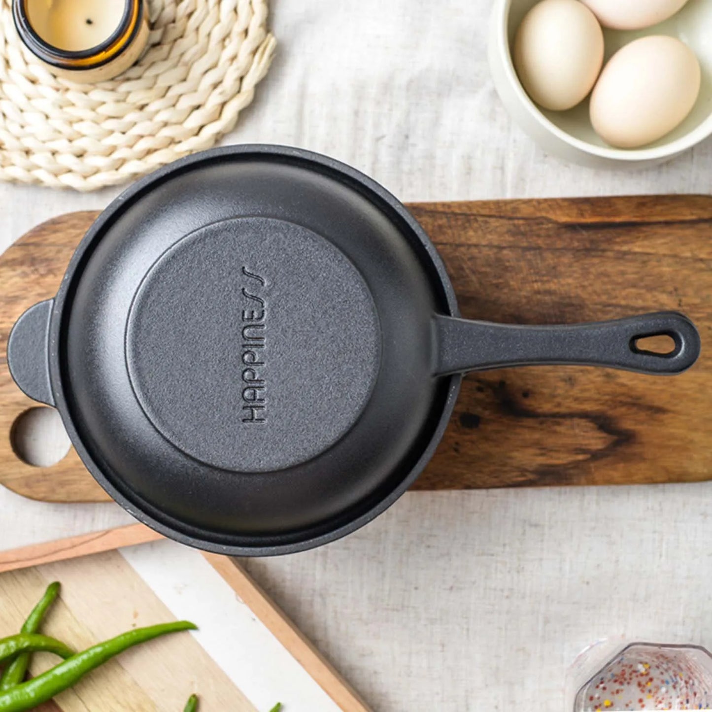 Cast Iron Skillet Pan Set with Skillet Lid BBQ BBQ Steak Pot Grill Cooking Pot Stewpot Frying Pan for Outdoor Indoor Home