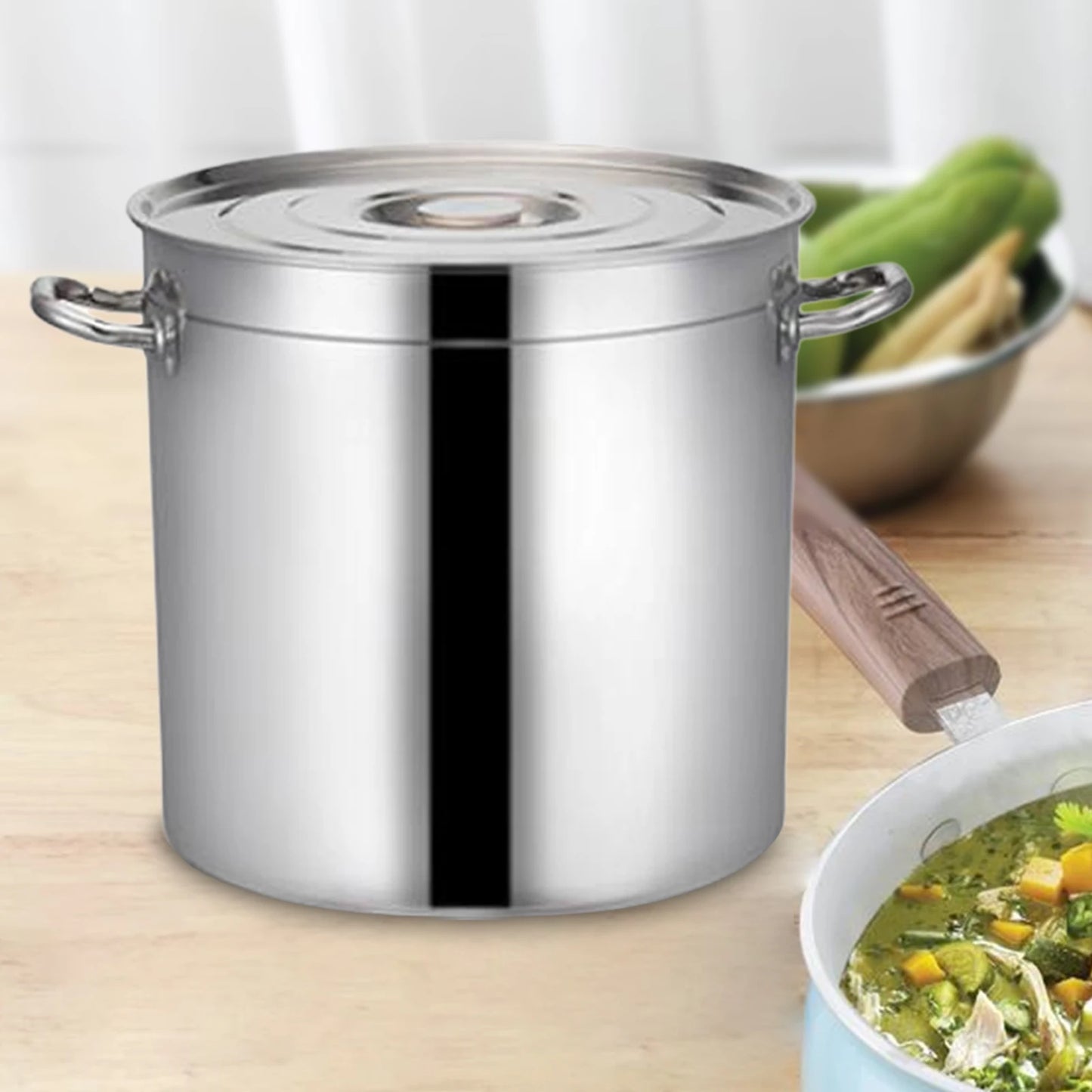 Stainless Steel Stockpot Easy to Clean Cookware Multipurpose Tall Cooking Pot for Hotel Commercial Household