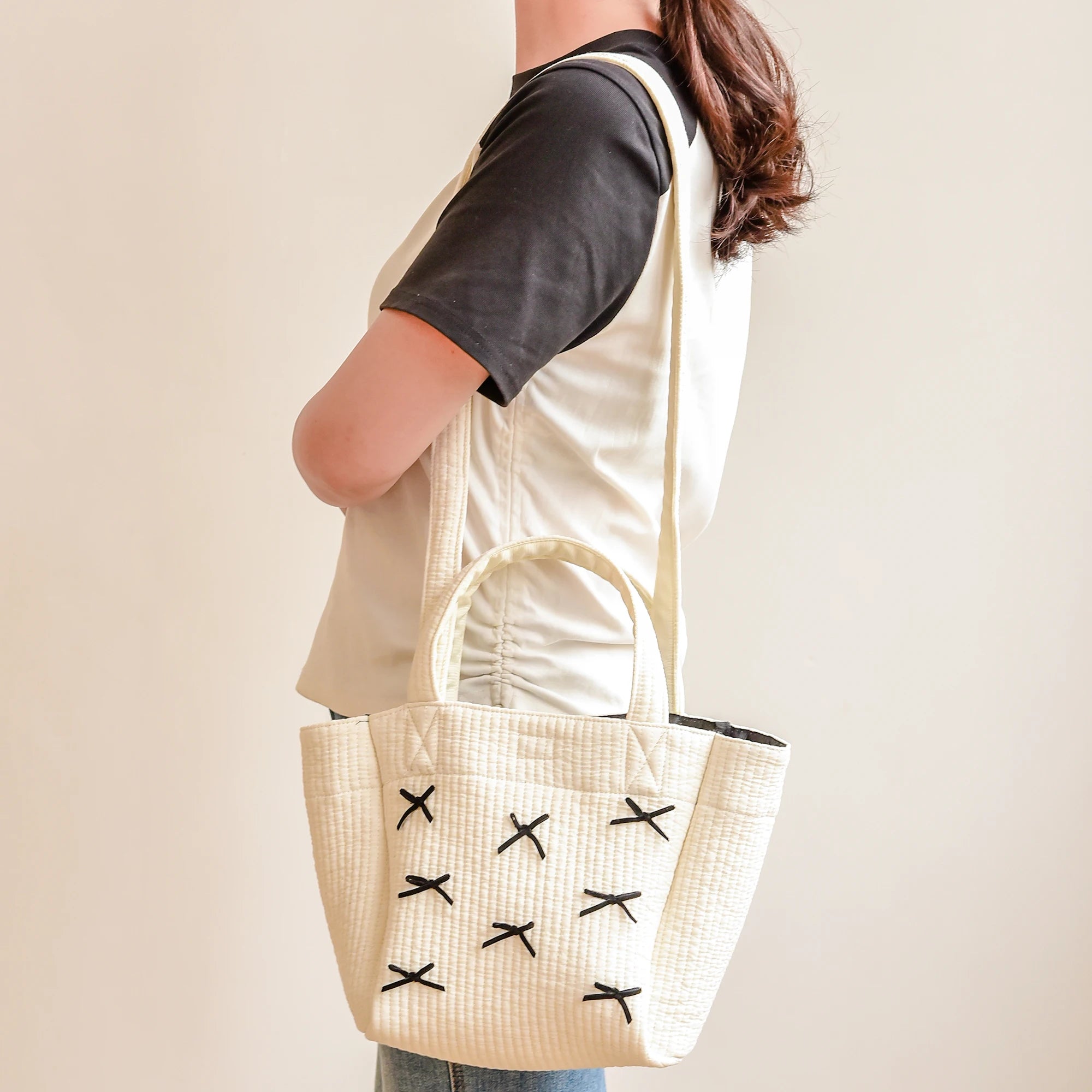 New bow tote bag small fashion Tote bag large capacity shoulder bag