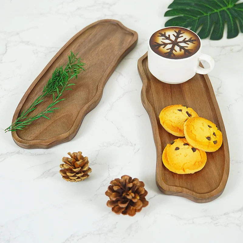 Wooden Tea Coffee Tray Fruit Dessert Candy Plate Japanese Style Bread Snack Food Dish Tray Decorative Tableware for Home Kitchen
