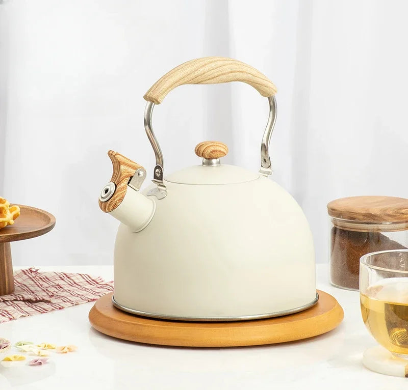 Whistle Kettle Stainless Steel Kettle for Boiling Water Chirping Camping Teapot Folding Handle Teapots to Boil Water Gas Stove