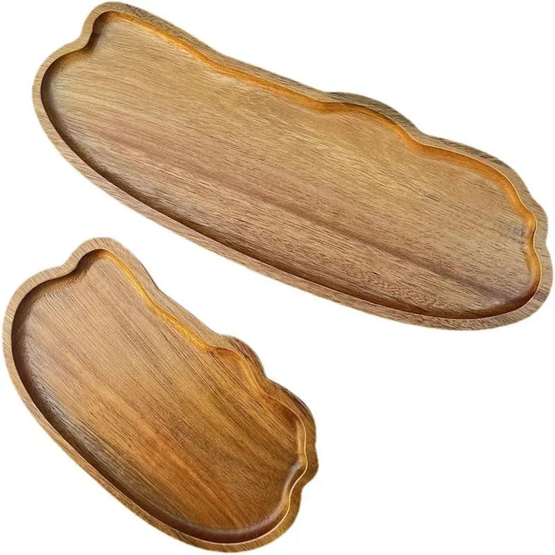 Wooden Tea Coffee Tray Fruit Dessert Candy Plate Japanese Style Bread Snack Food Dish Tray Decorative Tableware for Home Kitchen