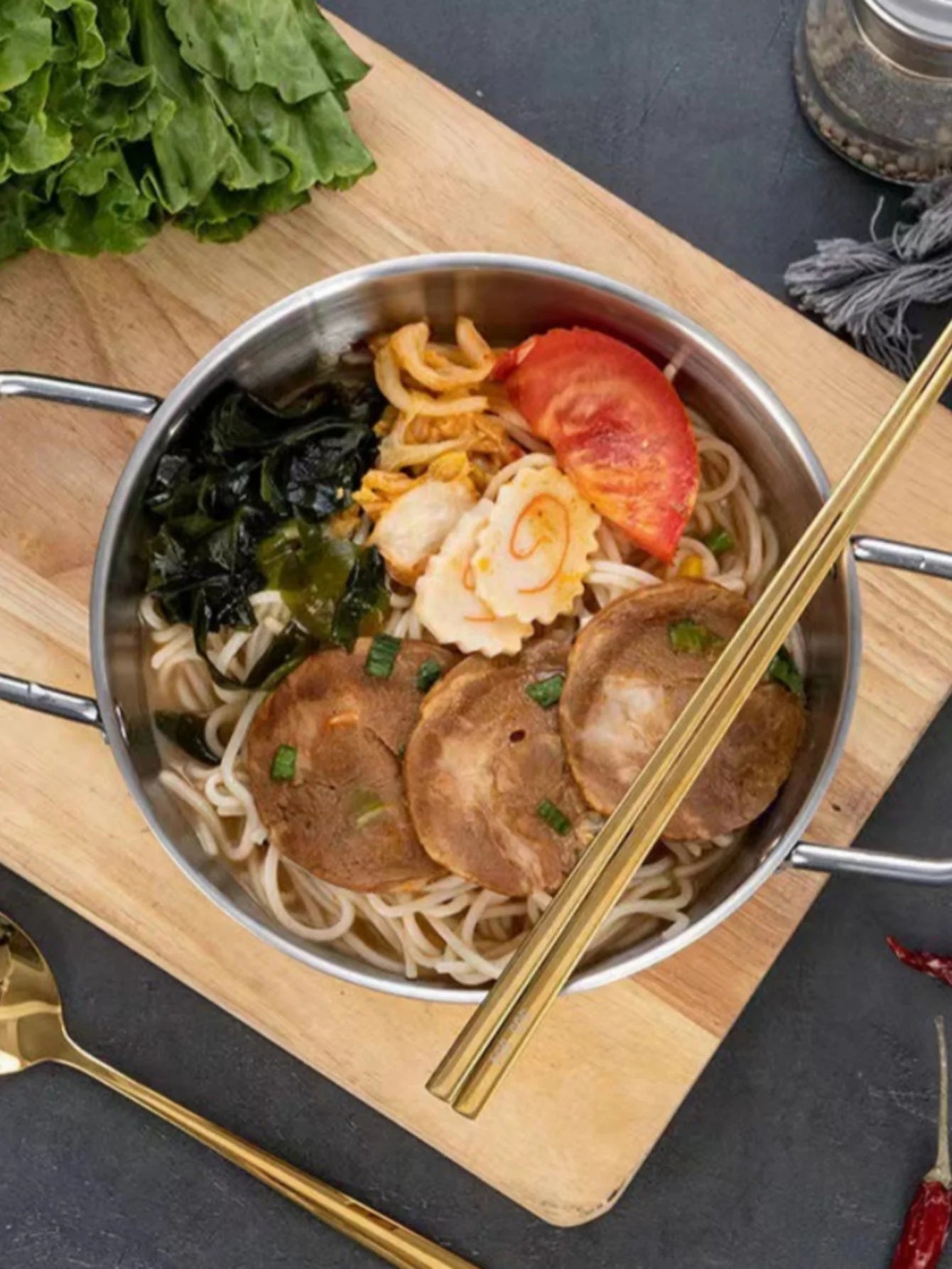 Stainless Steel Cookware Saucepan Dry Pots with Handle Home Cooking Paella Pan Seafood Rice Pot Picnic Snack Plates