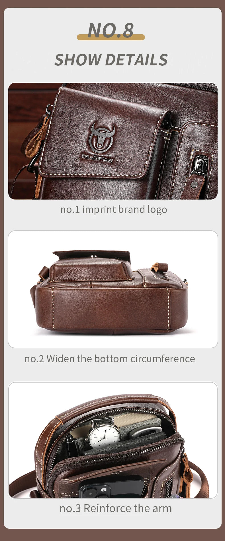 Casual Fashion Men's Messenger Bag's Business Portable Handbag Man Leather Shoulder Bag Mobile 6.5'' Phone Bags