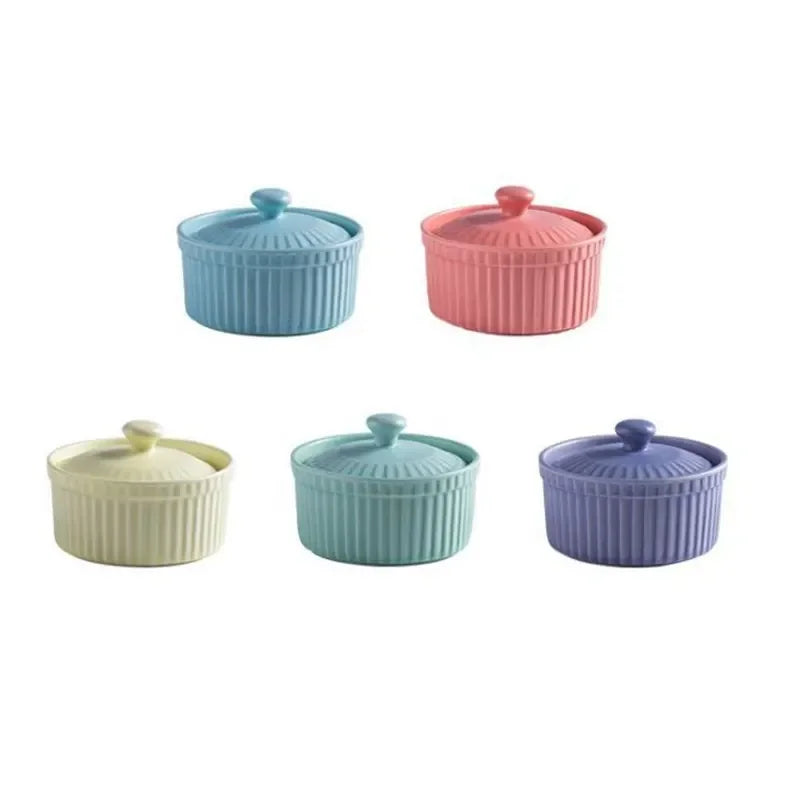 New Small Ceramic Cooking Pots with Lid Home Used Steamed Egg Stew Soup Pot Cheap Oven Hotpot Casserole Thermal Cooker