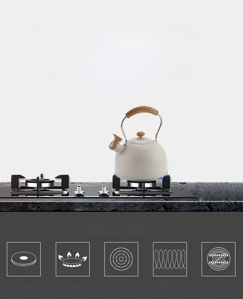 Whistle Kettle Stainless Steel Kettle for Boiling Water Chirping Camping Teapot Folding Handle Teapots to Boil Water Gas Stove
