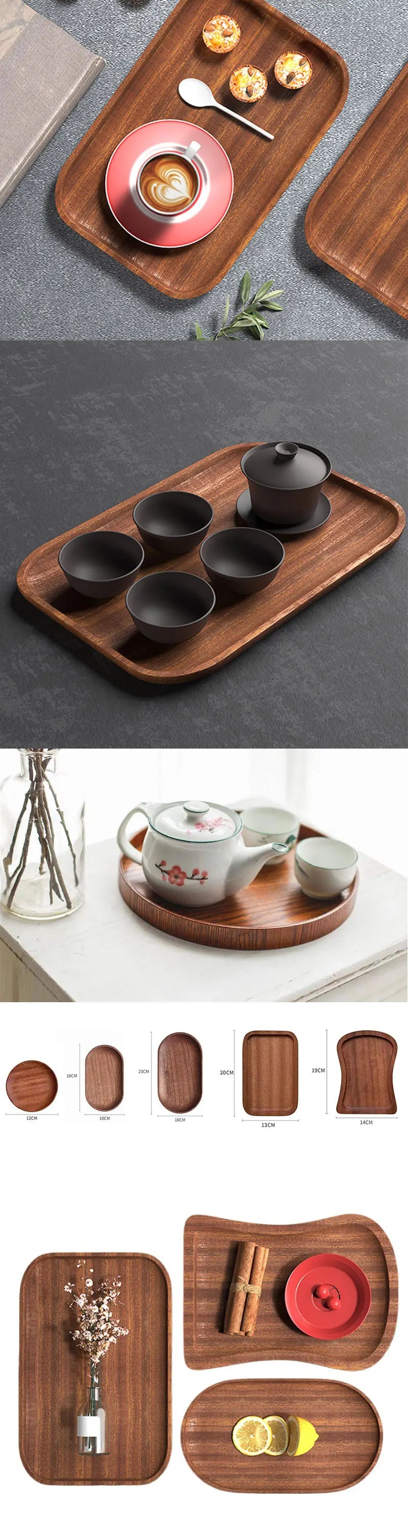 Walnut Wooden Tray Ins Wind Small Wooden Plate Japanese Rectangular Dinner Plate Cake Bread Coffee Tea Solid Wood Plate Tray