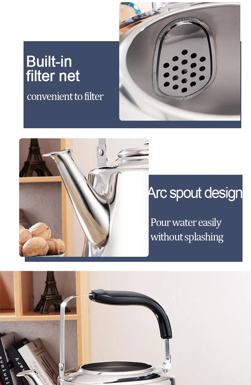 2/1.5/1L Stainless Steel Kettle Water Boiling Household Large Capacity Boil Water Kettle Teakettle Thickened Gas Stove Induction