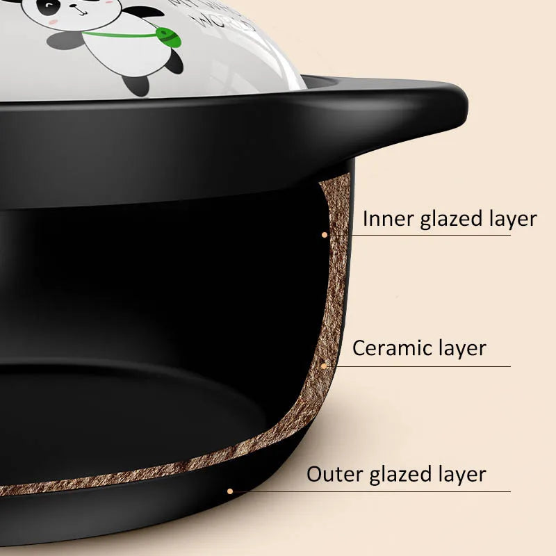 2.5L Stew Pot Casserole Ceramic Saucepan High Temperature Resistant Cooking Pan Gas Electric Stove Cooker for Kitchen Crock Pots