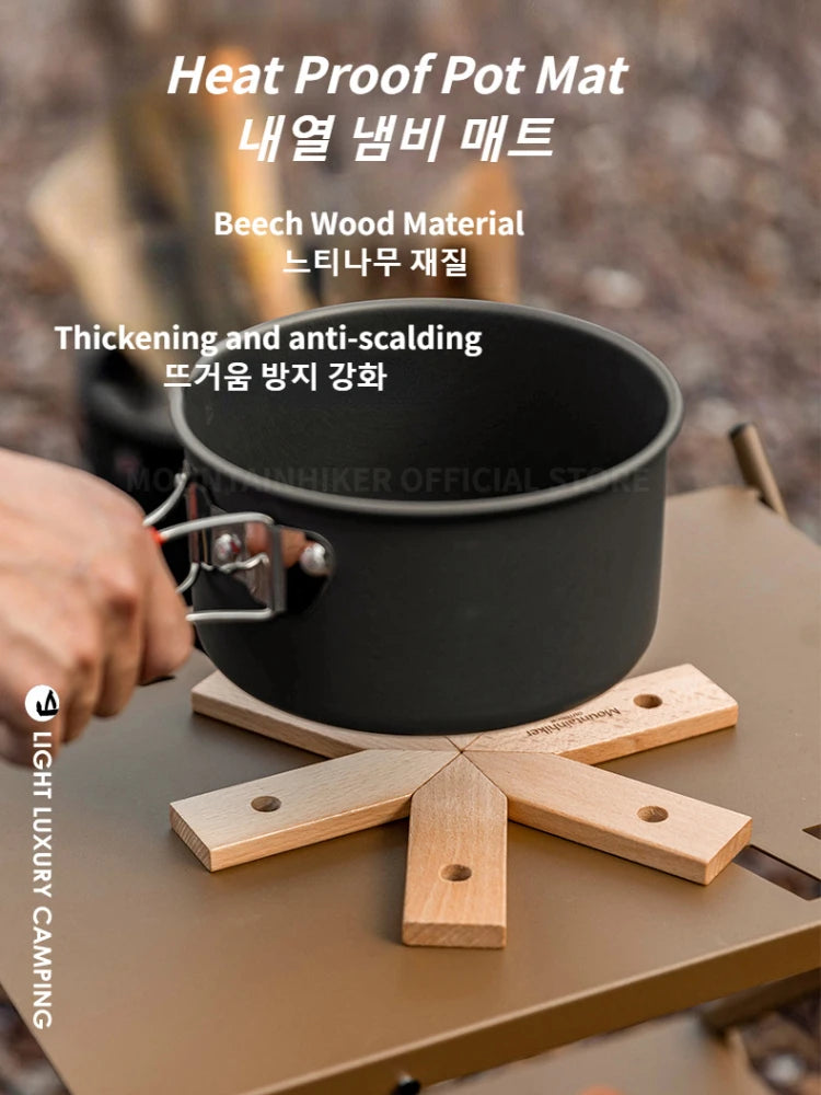 MOUNTAINHIKER Pot Mat Dish Placemat Coaster Teapot Wooden Heat Insulation High Temperature Pots And Pans Kitchen Outdoor Gadgets
