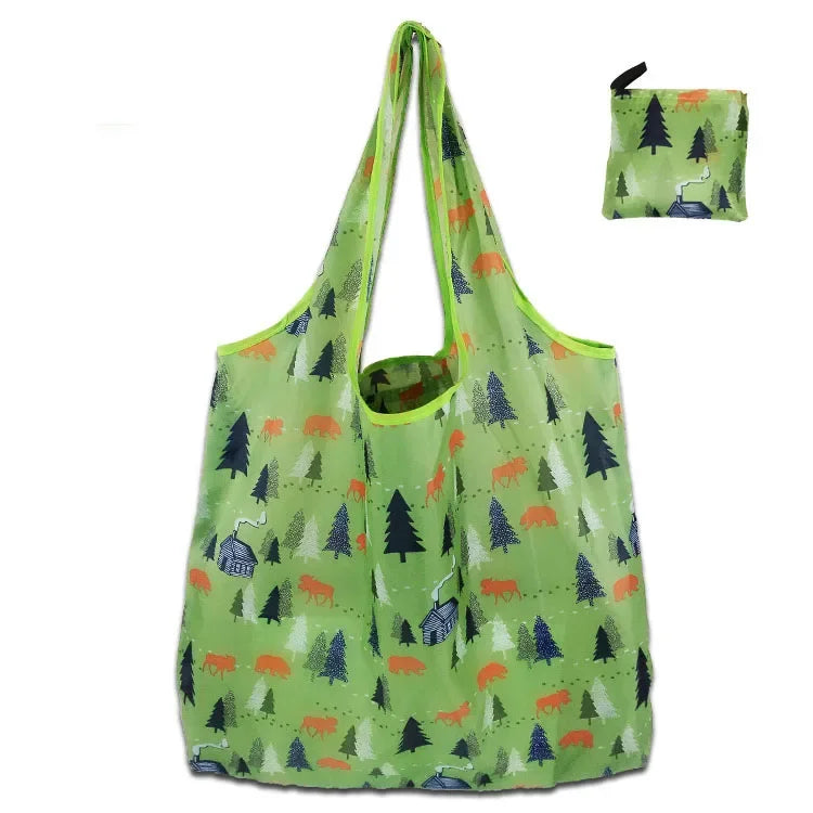Tote Bags Flower Print Women's Grocery Handbags Outdoor Foldable Shopper Eco Shopping Bag Reusable Storage Bag Organizer Bags