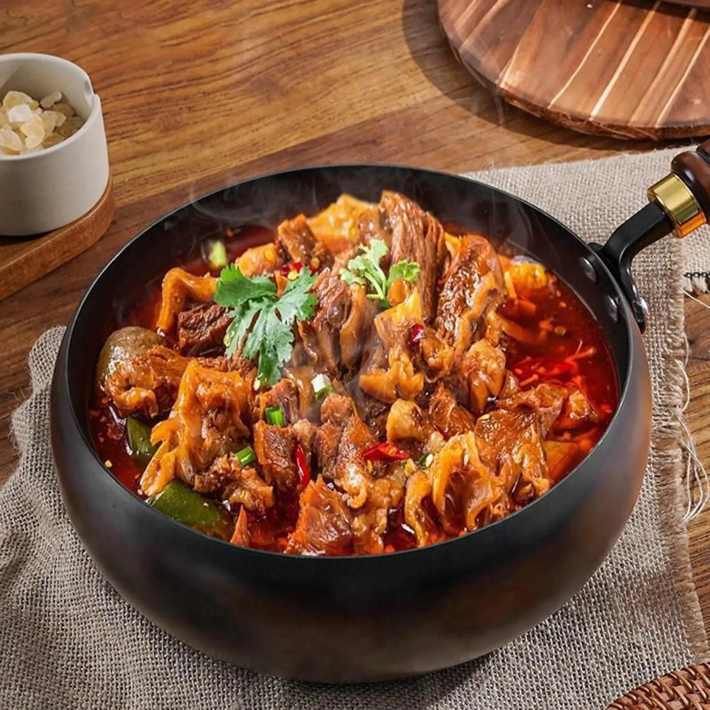 new Cast Iron Skillet Non Coated Camping Cooker Soup Pot Outdoor Cooking Pan Stew Stock Pots Kitchen Dining Bar Household Iron