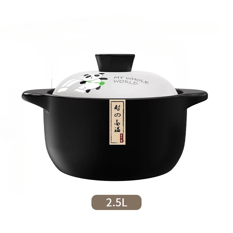2.5L Stew Pot Casserole Ceramic Saucepan High Temperature Resistant Cooking Pan Gas Electric Stove Cooker for Kitchen Crock Pots