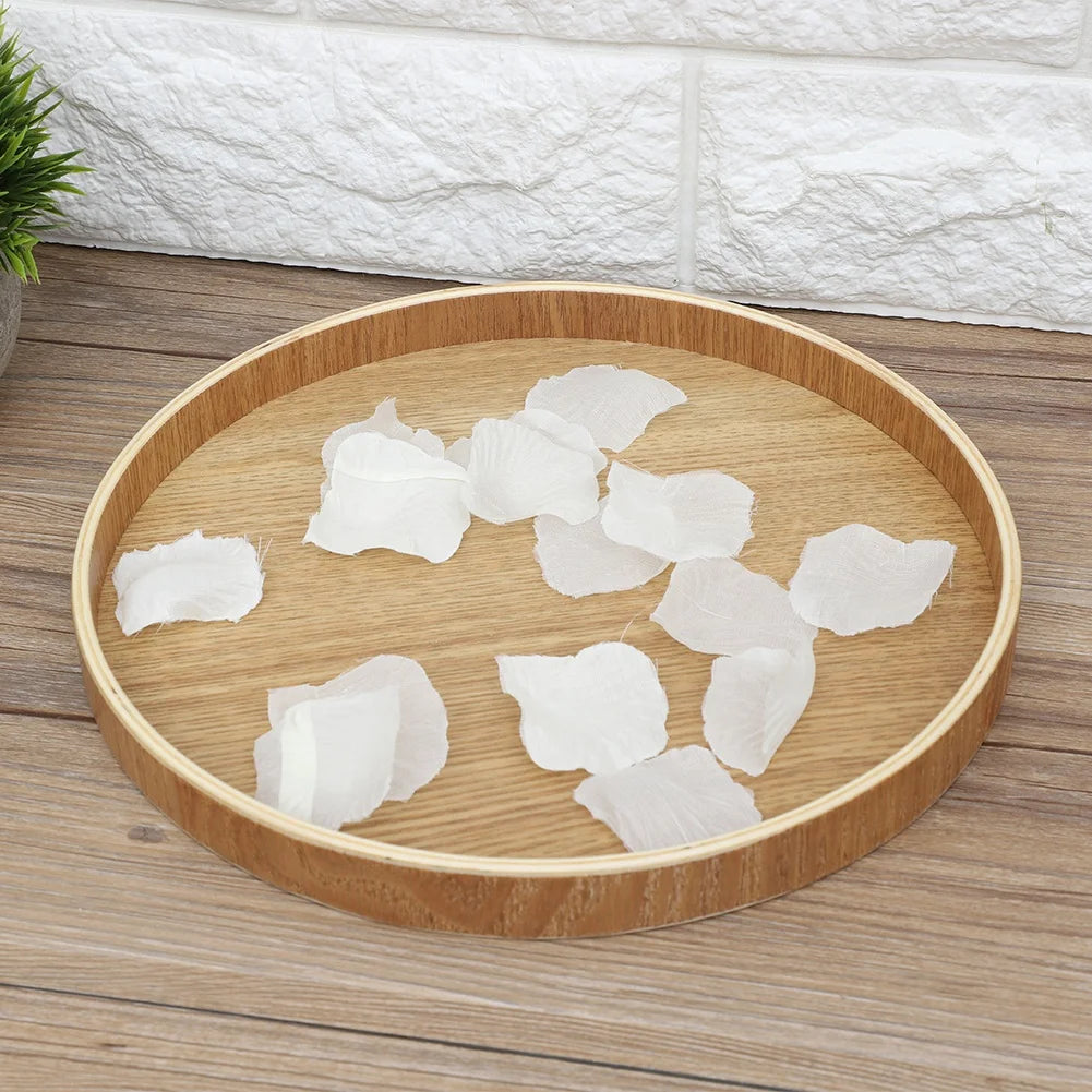 Wooden Serving Tray Tea Plate Fruits Candies Food Tray Home Decoration Round Tableware Salad Dessert Plate Kitchen Accessories