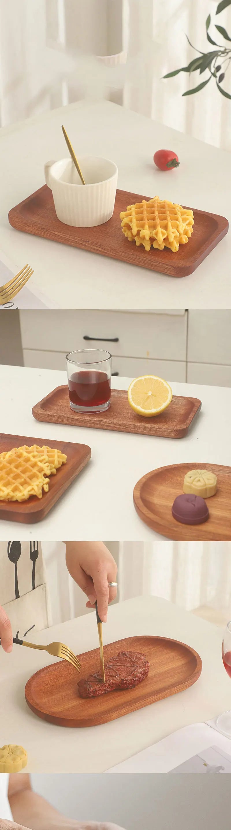 Walnut Wooden Tray Ins Wind Small Wooden Plate Japanese Rectangular Dinner Plate Cake Bread Coffee Tea Solid Wood Plate Tray