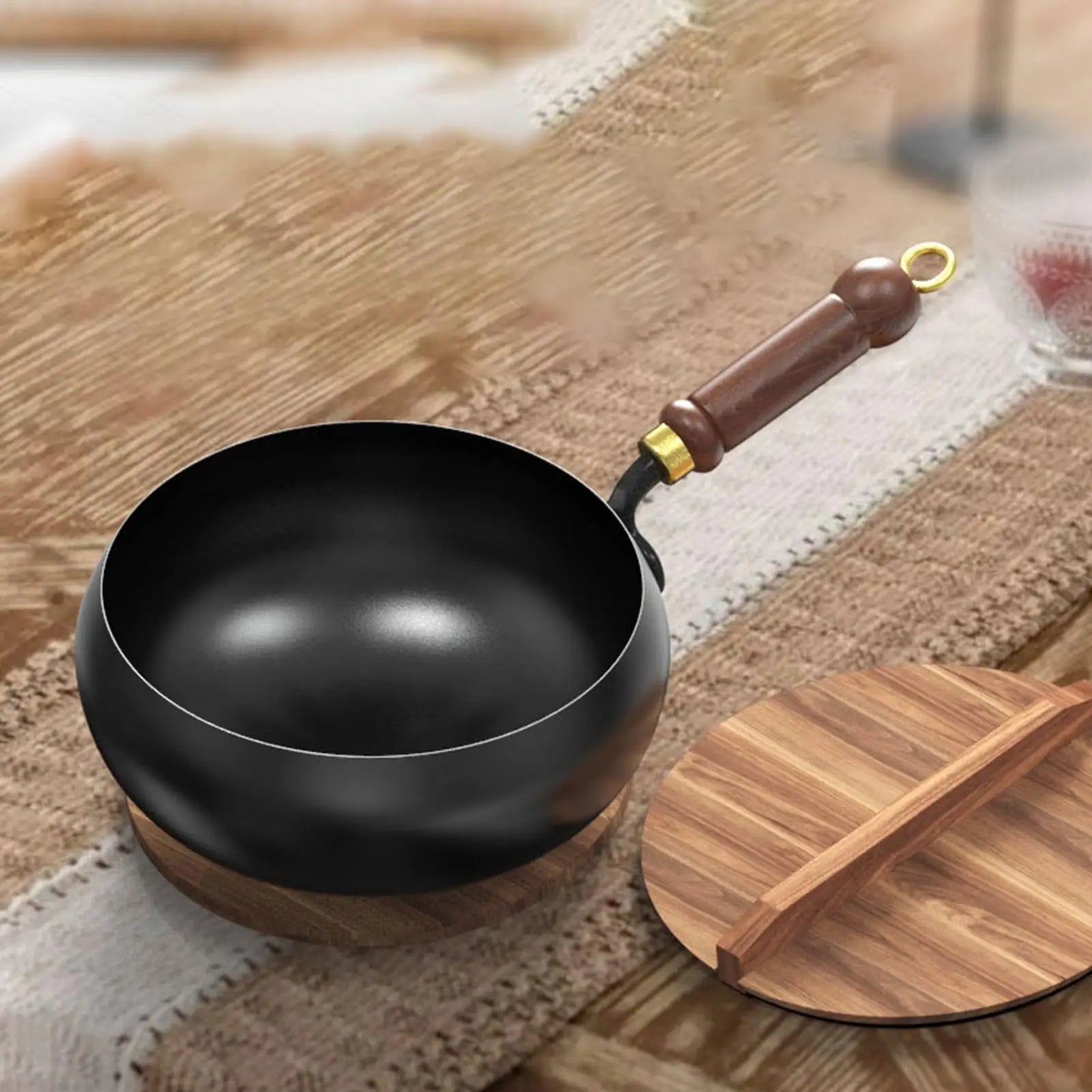 new Cast Iron Skillet Non Coated Camping Cooker Soup Pot Outdoor Cooking Pan Stew Stock Pots Kitchen Dining Bar Household Iron