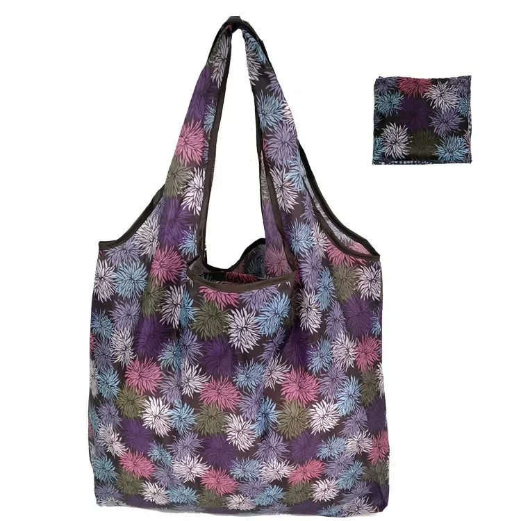 Tote Bags Flower Print Women's Grocery Handbags Outdoor Foldable Shopper Eco Shopping Bag Reusable Storage Bag Organizer Bags
