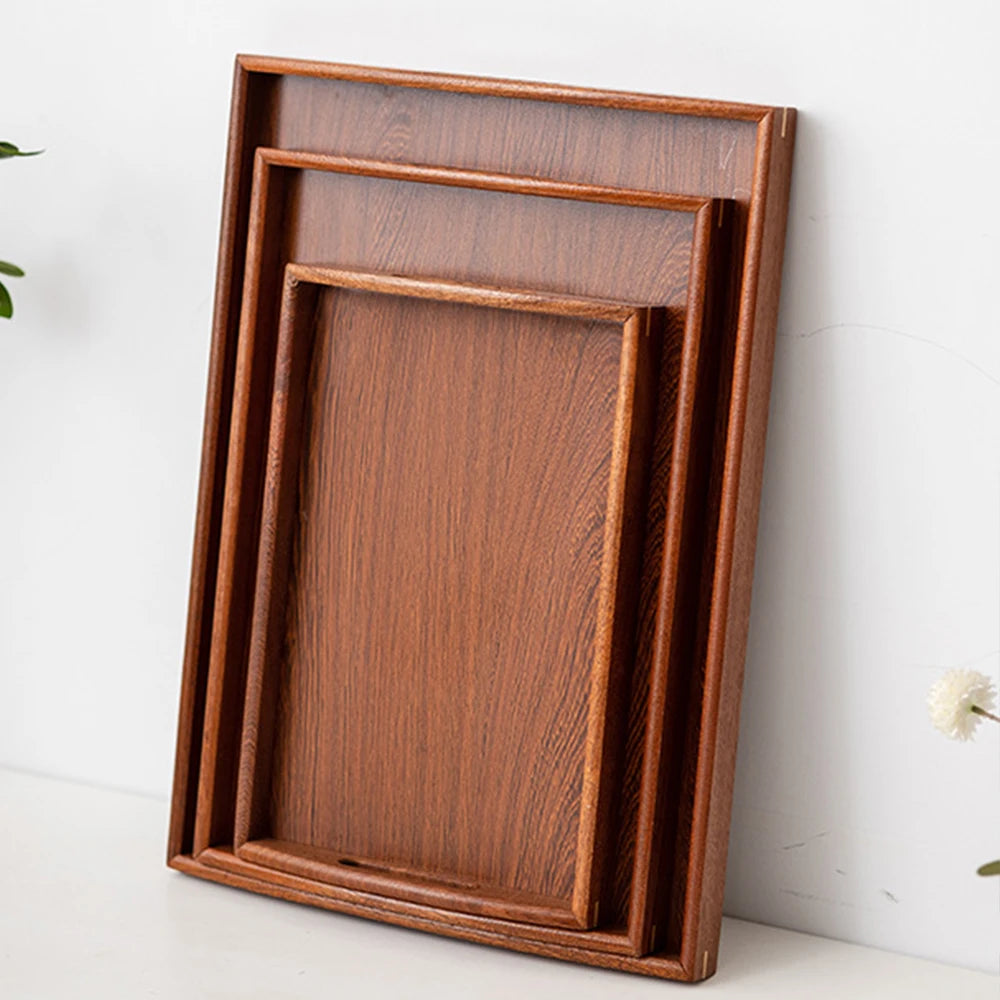 Wooden Serving Tray with Handles Bamboo Tea Tray Food Tray for Breakfast Coffee Dessert Snack Platter Home Coffee Table