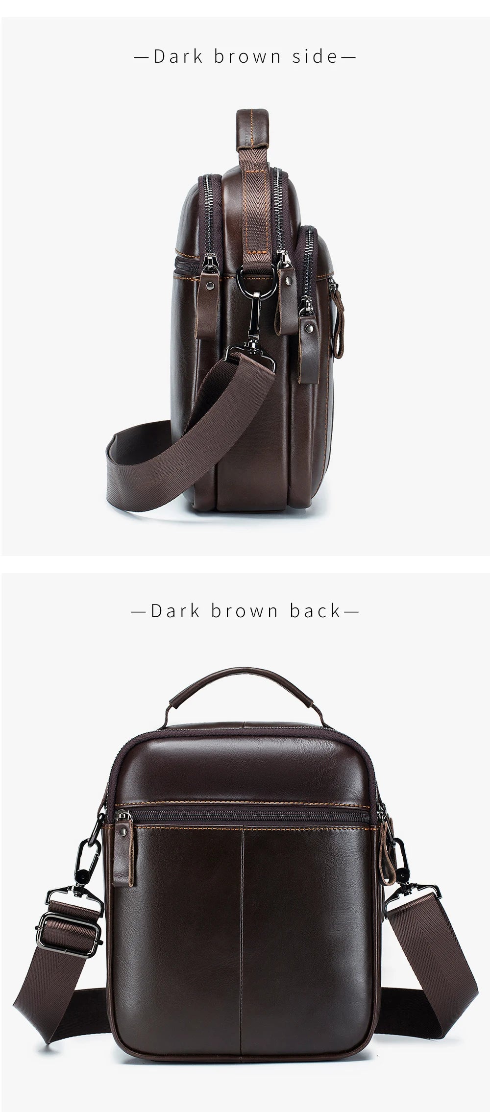 Men's crossbody bag, fashionable leather bag, trendy retro men's top layer cowhide shoulder bag