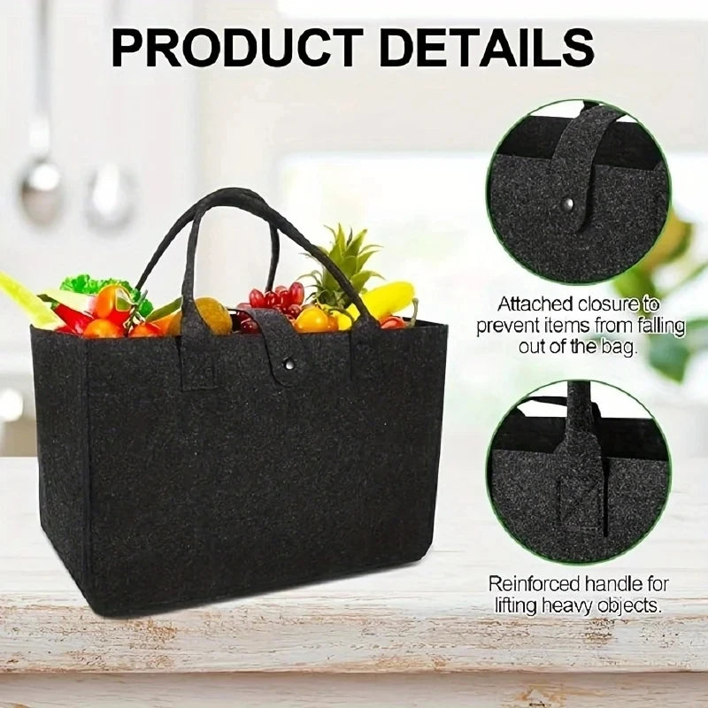 Tote Bag Women Shopping Bag Felt Foldable Grocery Basket  Storage Organizer Utility Tote Handbag for Picnic Beach Pool Travel