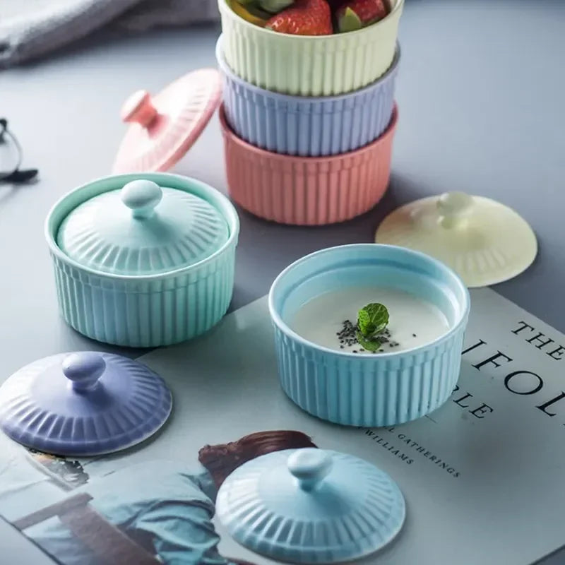 New Small Ceramic Cooking Pots with Lid Home Used Steamed Egg Stew Soup Pot Cheap Oven Hotpot Casserole Thermal Cooker