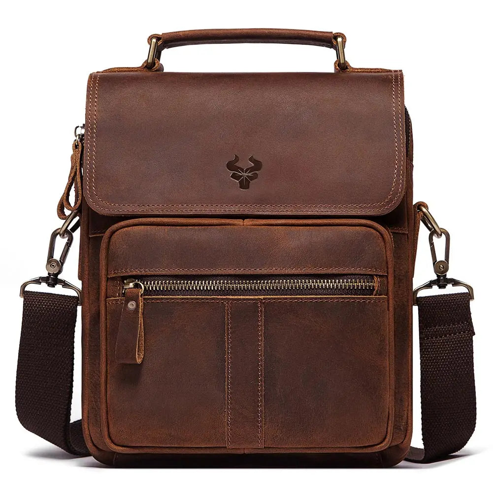 Genuine Leather Men's Shoulder Bag Luxury Work Business Messenger Bags Fashion Male Crossbody with Adjustable Straps