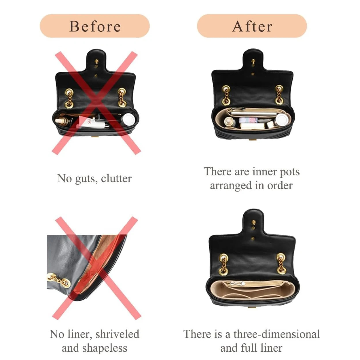 Bag Organizer for Longchamp Small Tote Bag Timid Bag Storage & Finishing Inner Bag Liner Handbags Insert Organizer fit Mini Size