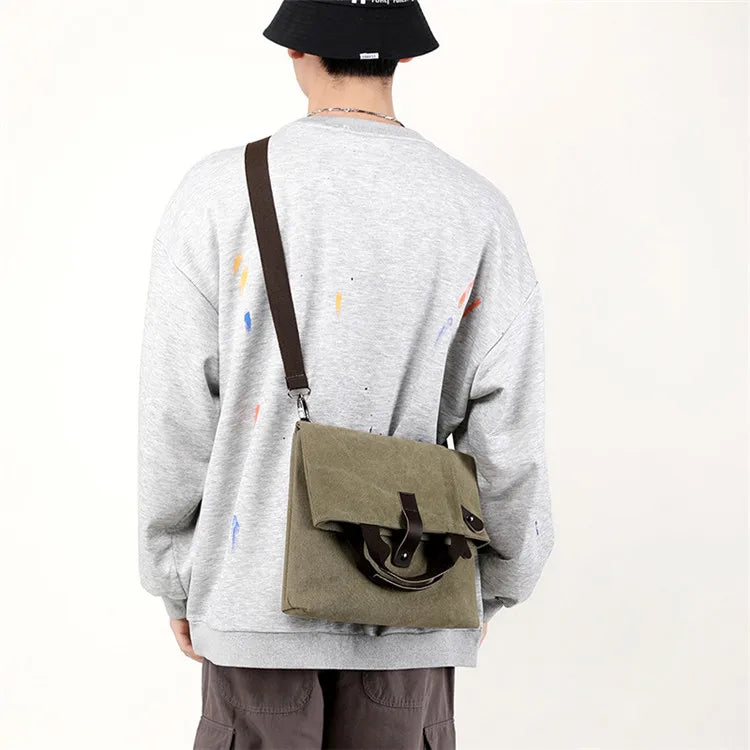 Men's Fashion Canvas Shoulder Bags Business Travel Crossbody Bags Men Multifunctional Messenger Bags Briefcase Men Handbag Tote