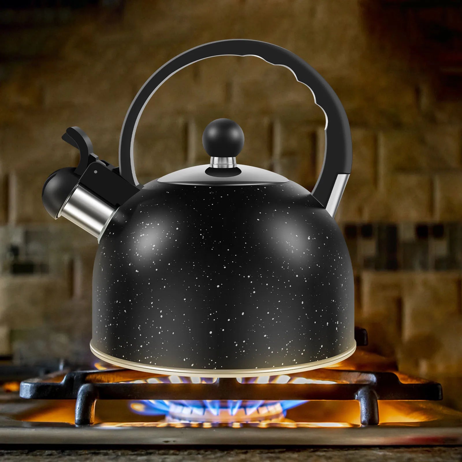 Whistling Kettle with Ergonomic Handle 2L Stove Top Kettle Stainless Steel Stove Top Tea Kettle Rapid Boiling Stove Top Tea Pots