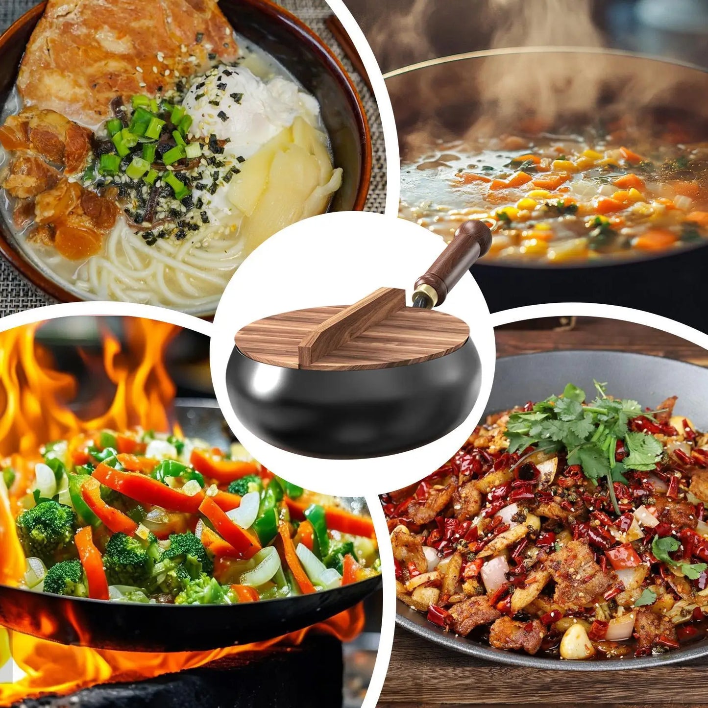 new Cast Iron Skillet Non Coated Camping Cooker Soup Pot Outdoor Cooking Pan Stew Stock Pots Kitchen Dining Bar Household Iron