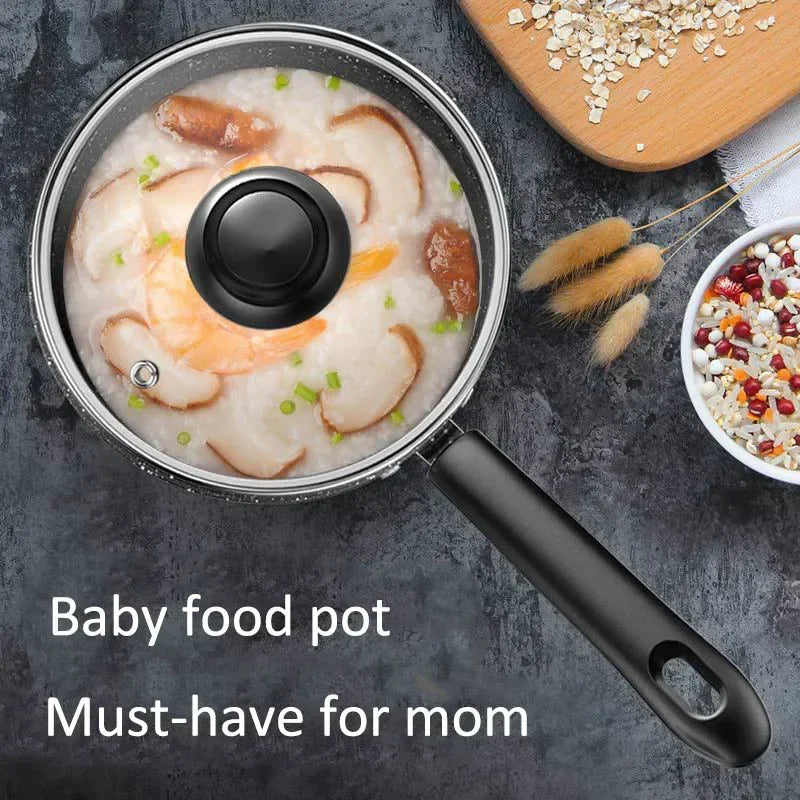 Soup Pot Thermal Cooker Non-stick Cookware for Kitchen Milk Noodles Pots Coating Saucepan with Cover Single Handle Pan Home