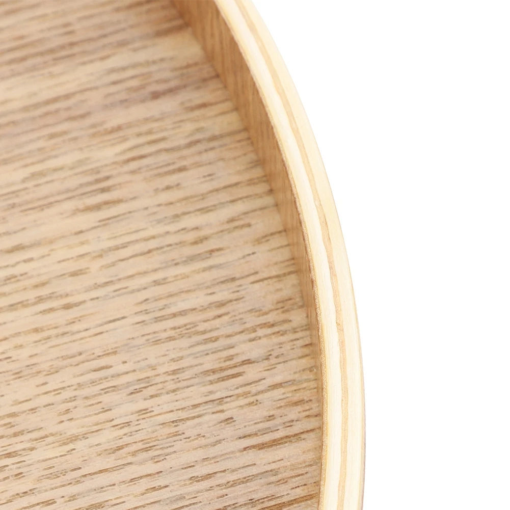 Wooden Serving Tray Tea Plate Fruits Candies Food Tray Home Decoration Round Tableware Salad Dessert Plate Kitchen Accessories