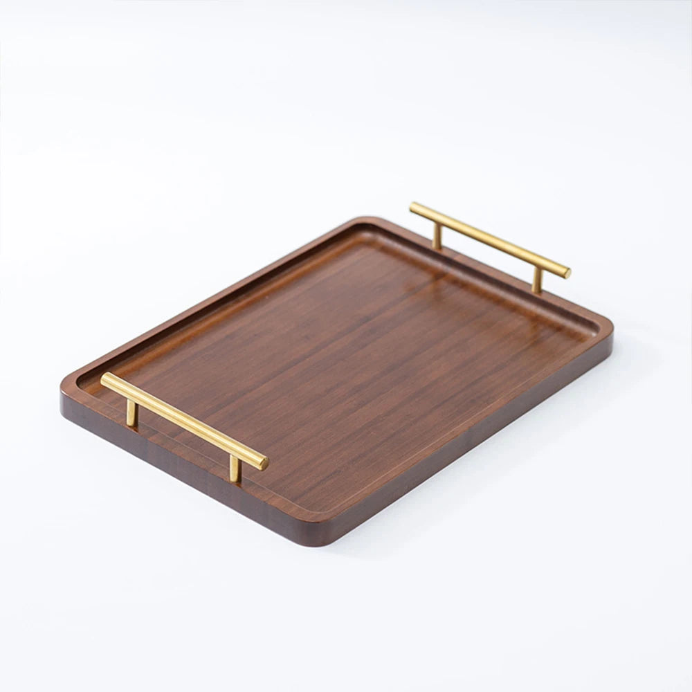 Wooden Serving Tray with Handles Bamboo Tea Tray Food Tray for Breakfast Coffee Dessert Snack Platter Home Coffee Table