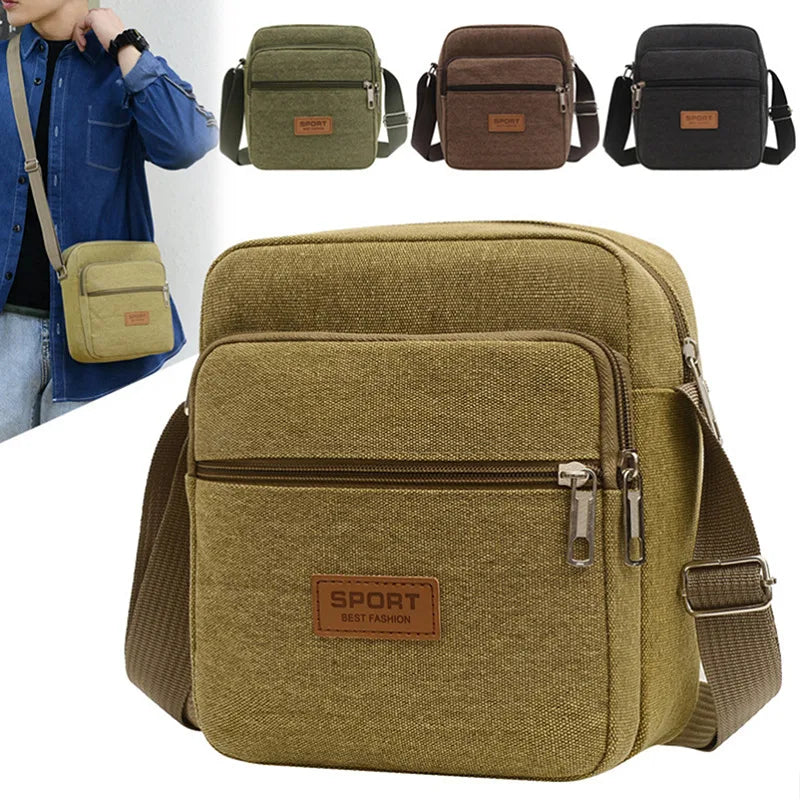 Men's Shoulder Bag Business Leisure Large Capacity Portable Handbag Zipper Multi Layer Waterproof Summer Male's Crossbody Bags