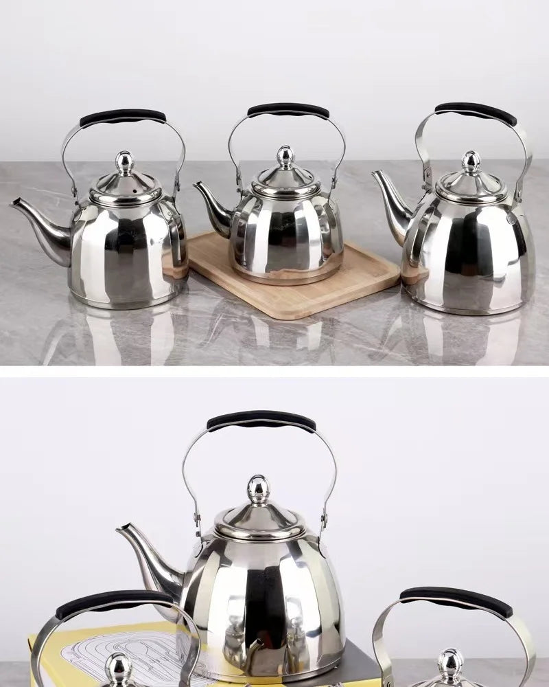 1/1.5/2L Stainless Steel Kettle Tea Pot with Filter Large Capacity Flower Teapot Suitable for Gas Stove Electric Ceramic Furnace
