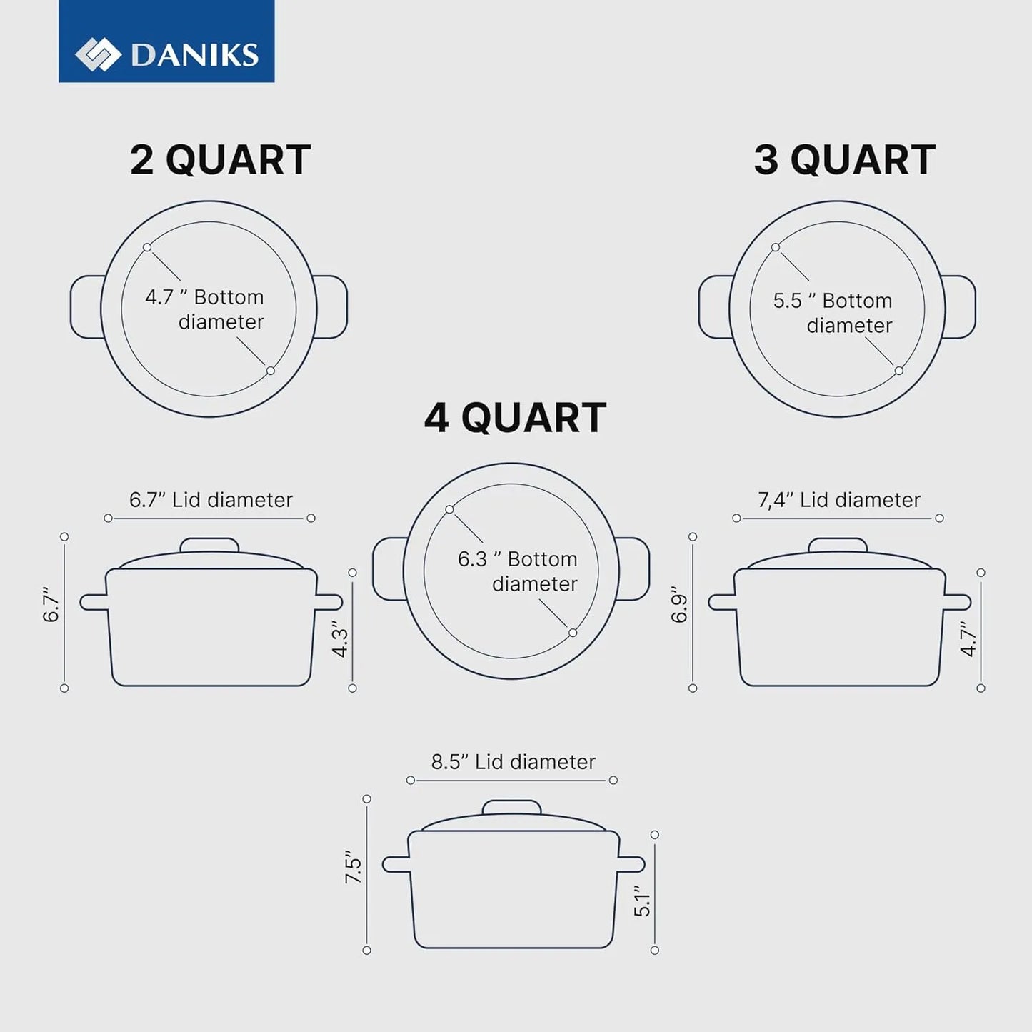 Daniks Orlando 11-Piece Stainless Steel Induction Cookware Set – Dishwasher Safe Saucepan, Frying Pan, Pots with Heatproof Handles, Glass Lids, Measuring Scale, Silver - TropiGlobe storeTropiGlobe