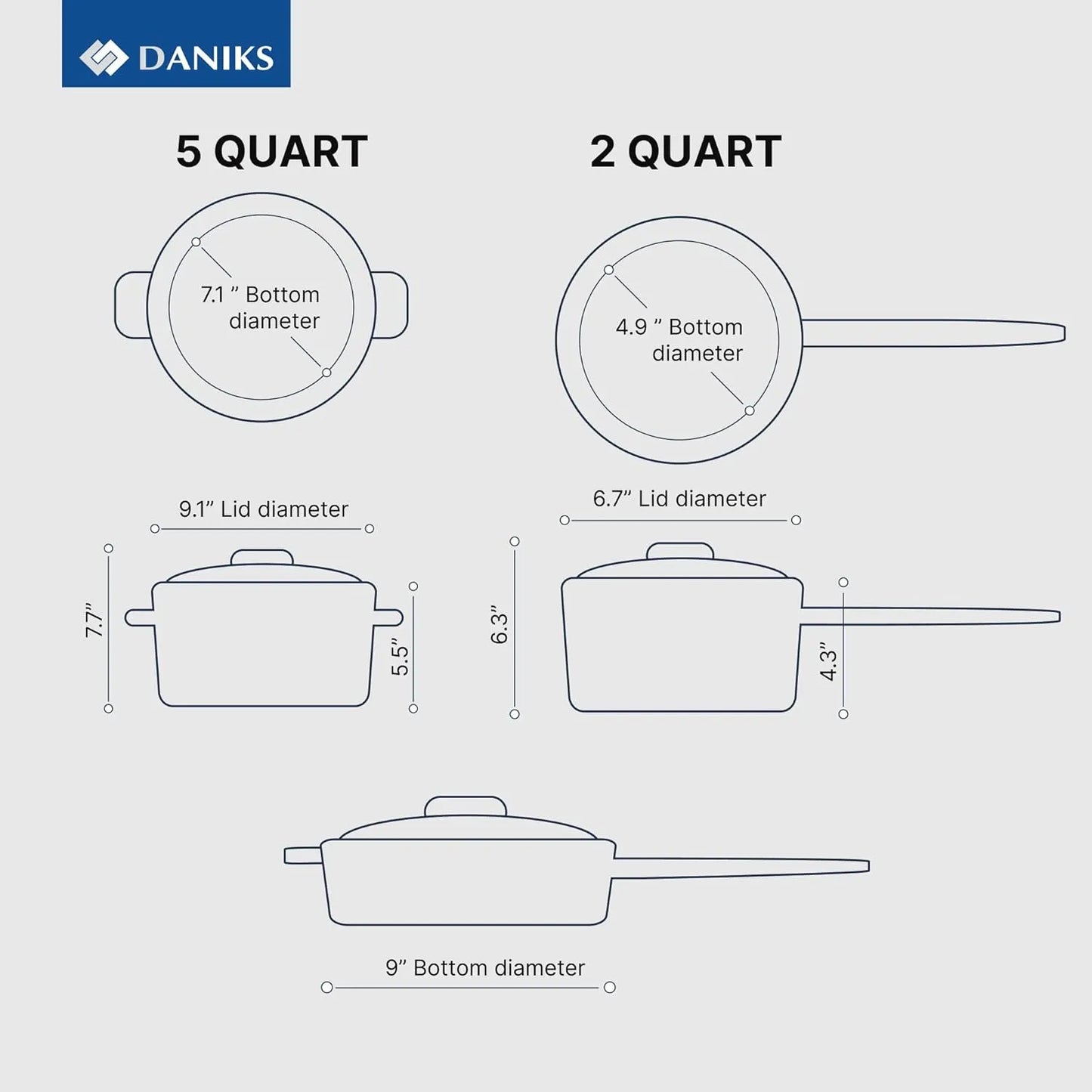 Daniks Orlando 11-Piece Stainless Steel Induction Cookware Set – Dishwasher Safe Saucepan, Frying Pan, Pots with Heatproof Handles, Glass Lids, Measuring Scale, Silver - TropiGlobe storeTropiGlobe