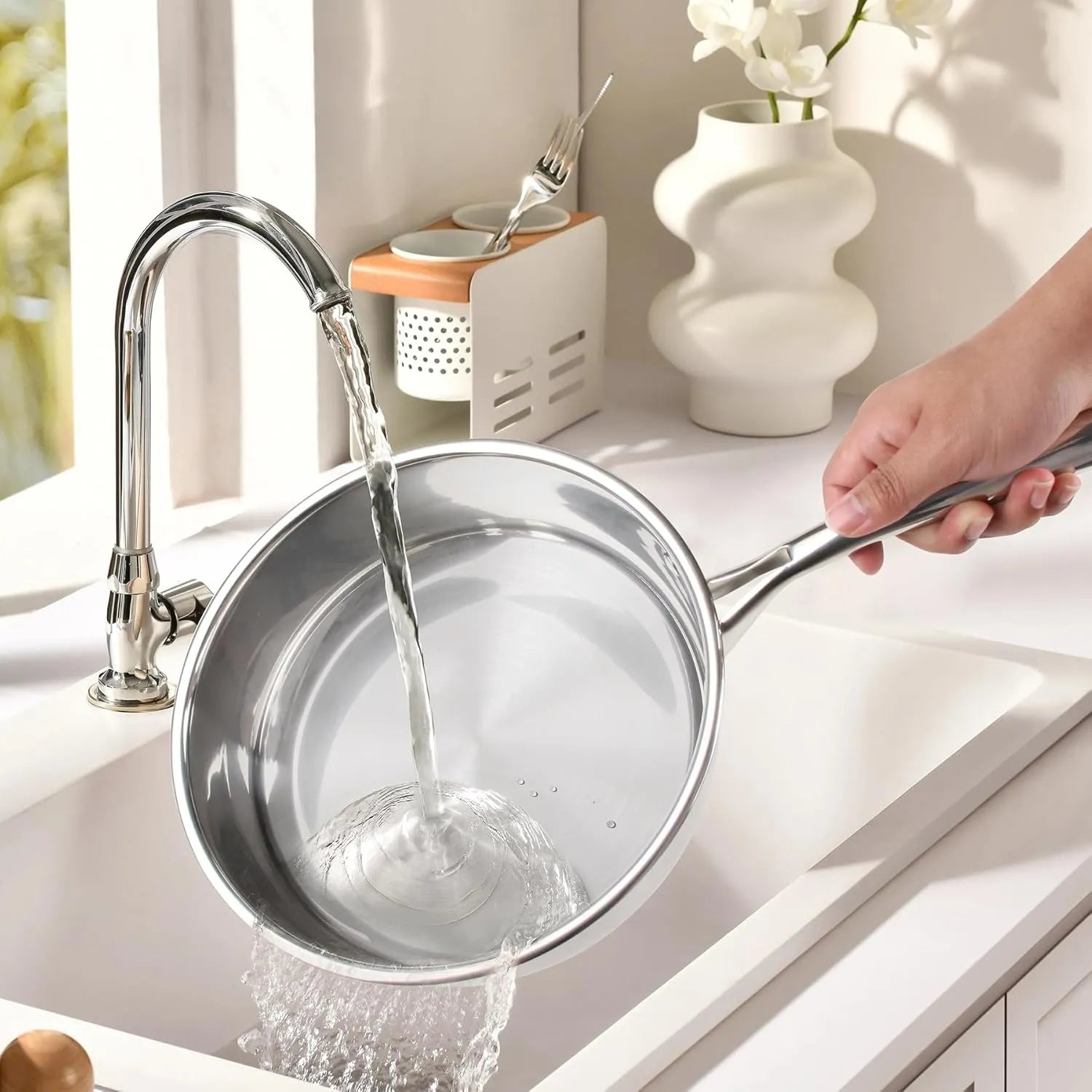 3-ply Stainless Steel Cookware Set, 12 Pcs Pots and Pans Set, Induction Compatible, Nestable and Space-Saving, Oven and Dishwasher Safe，Works with All Cooktops - TropiGlobe storeTropiGlobe