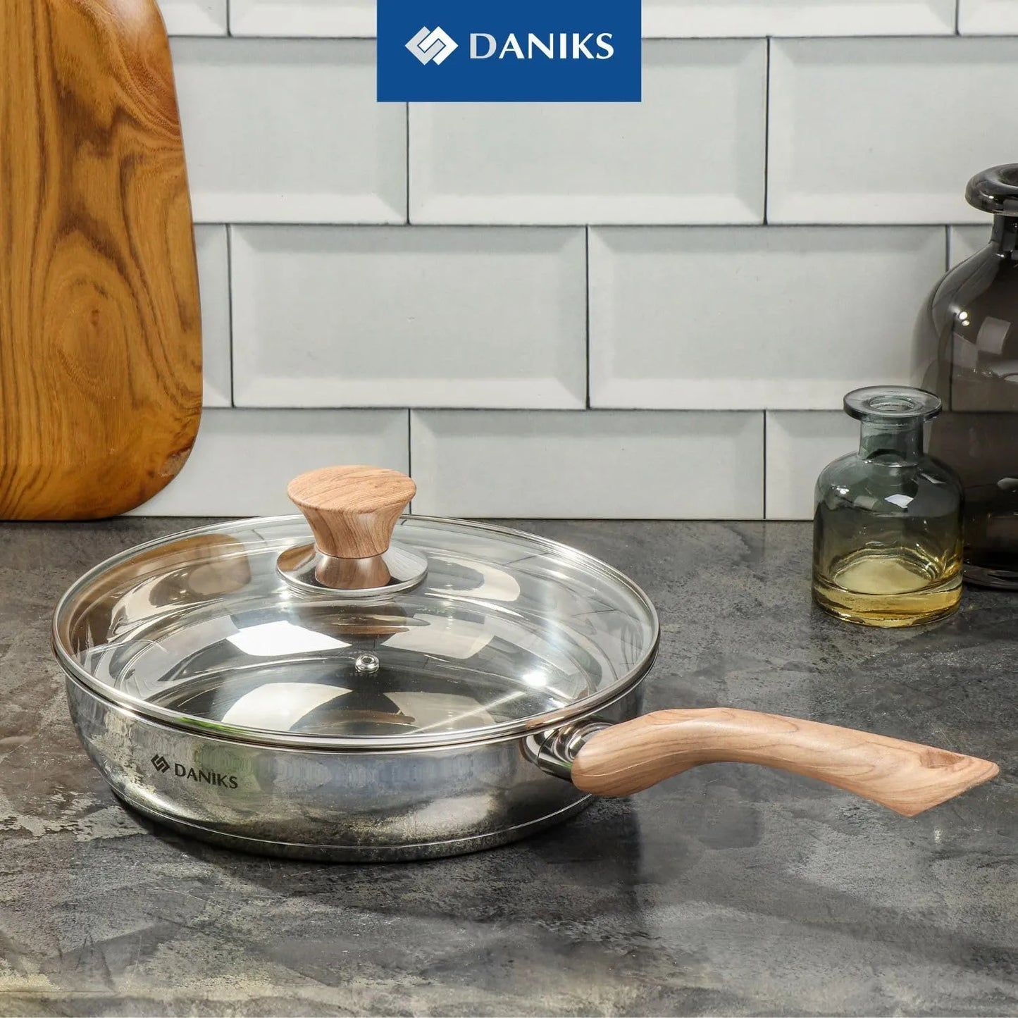 Daniks Oslo 10-Piece Stainless Steel Induction Cookware Set – Dishwasher Safe Saucepan, Frying Pan, Pots with Stay-Cool Handles, Glass Lids, Silver - TropiGlobe storeTropiGlobe