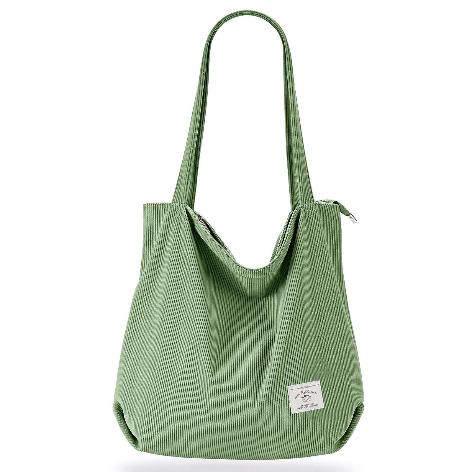 KALIDI Women Corduroy Tote Bag Zipper Casual Tote's Handbag Big Capacity Shoulder Bag with Pockets - TropiGlobe storeTropiGlobe
