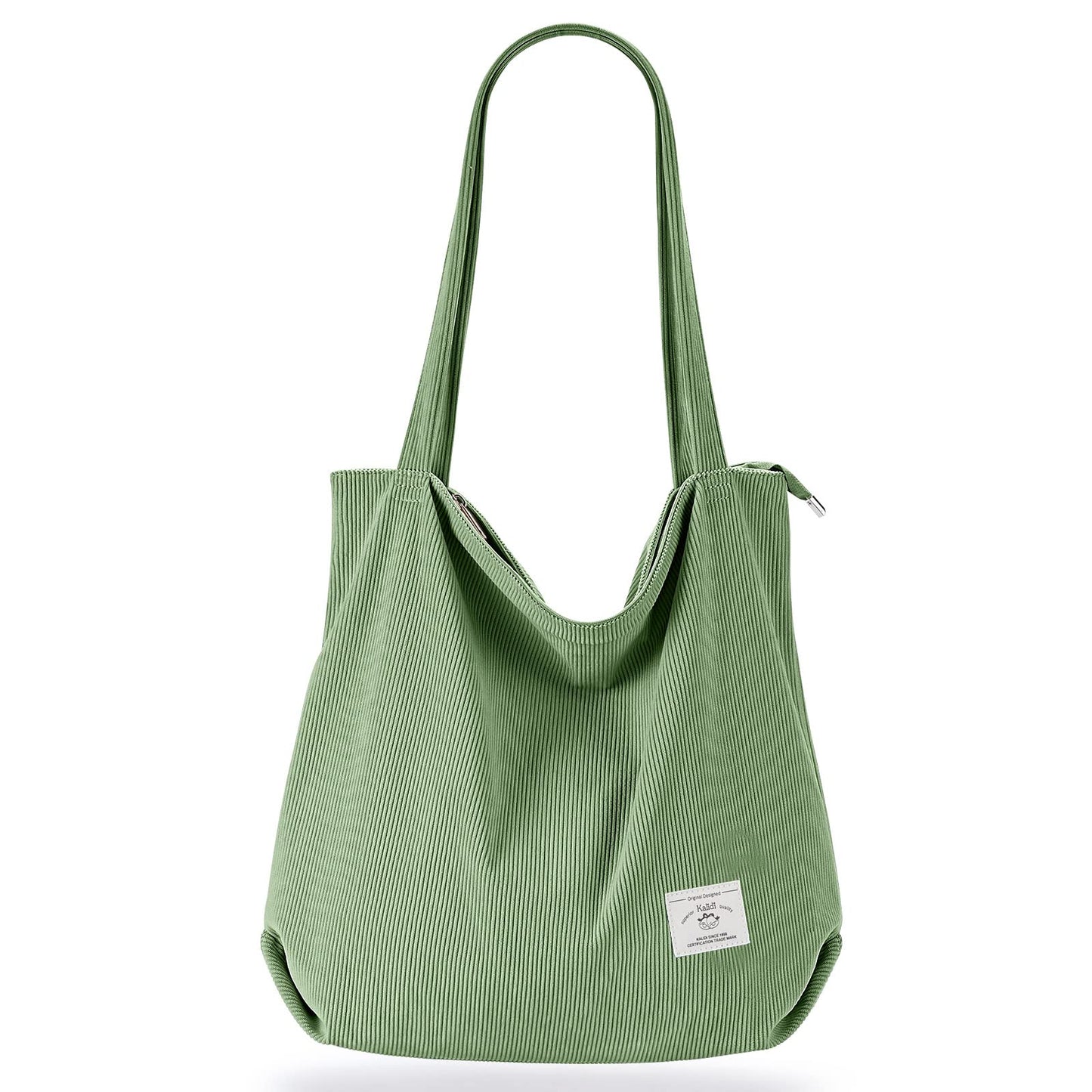 KALIDI Women Corduroy Tote Bag Zipper Casual Tote's Handbag Big Capacity Shoulder Bag with Pockets - TropiGlobe storeTropiGlobe