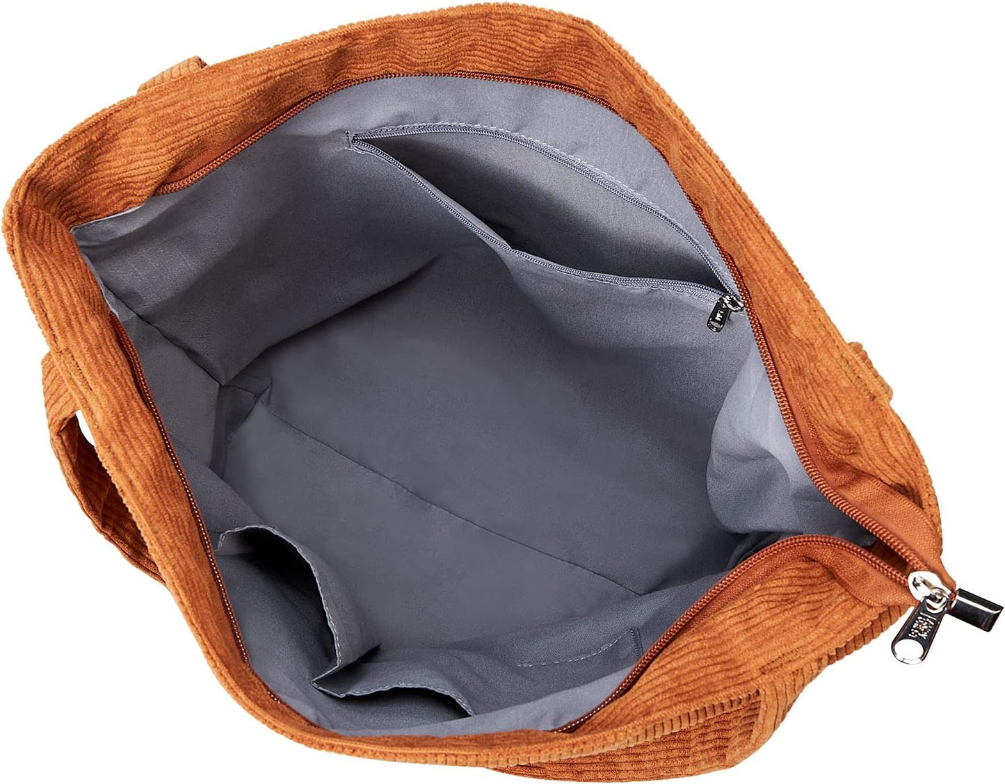 KALIDI Women Corduroy Tote Bag Zipper Casual Tote's Handbag Big Capacity Shoulder Bag with Pockets - TropiGlobe storeTropiGlobe