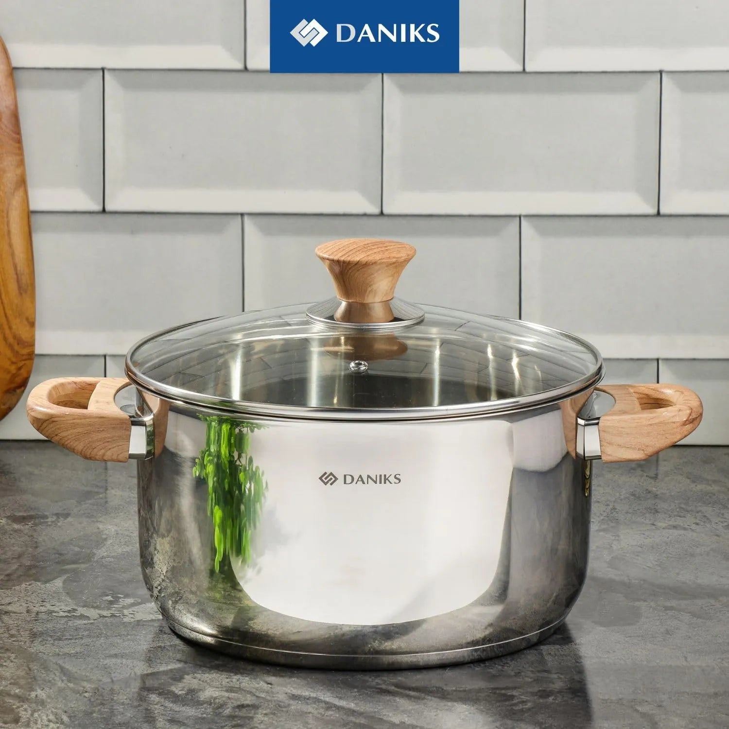 Daniks Oslo 10-Piece Stainless Steel Induction Cookware Set – Dishwasher Safe Saucepan, Frying Pan, Pots with Stay-Cool Handles, Glass Lids, Silver - TropiGlobe storeTropiGlobe