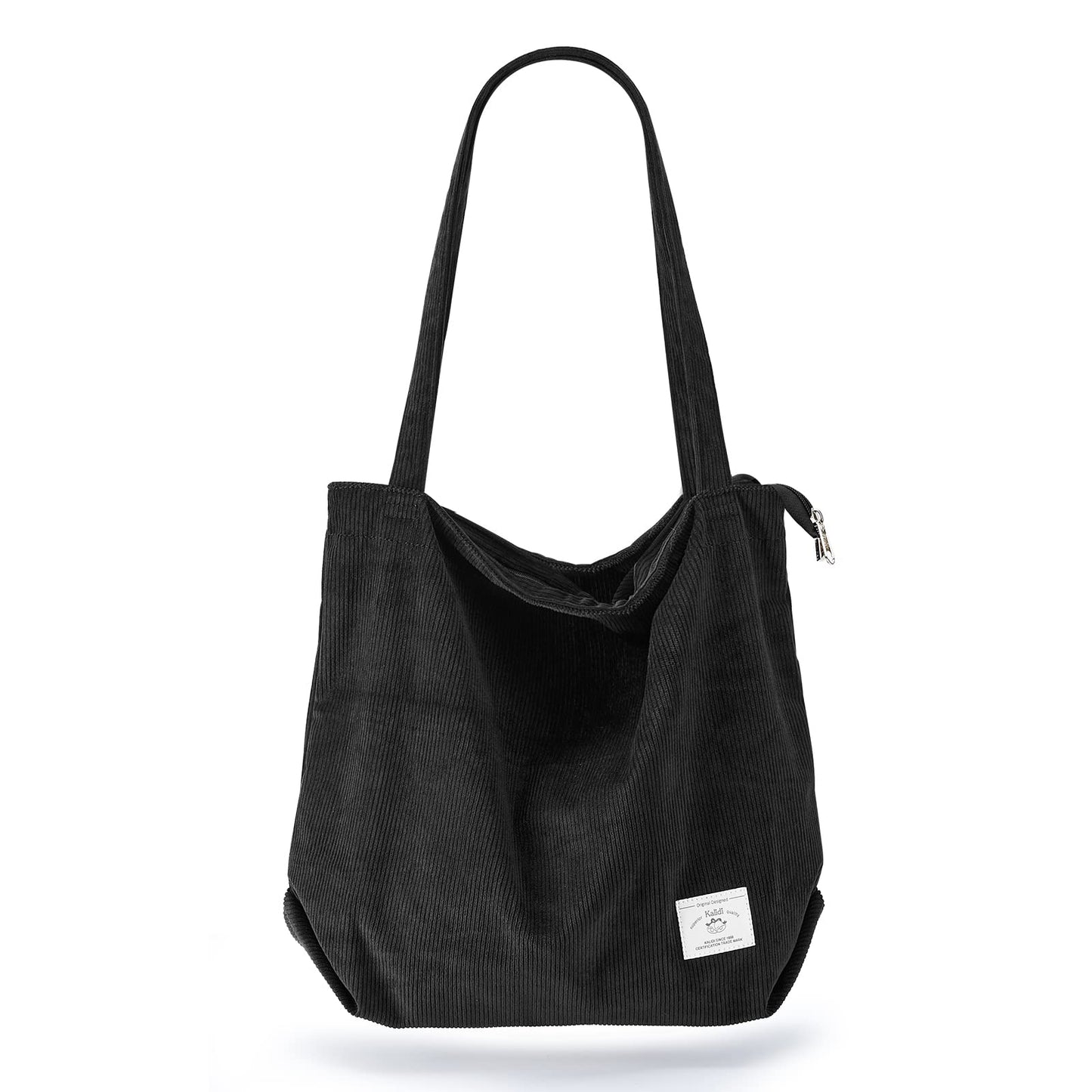 KALIDI Women Corduroy Tote Bag Zipper Casual Tote's Handbag Big Capacity Shoulder Bag with Pockets - TropiGlobe storeTropiGlobe