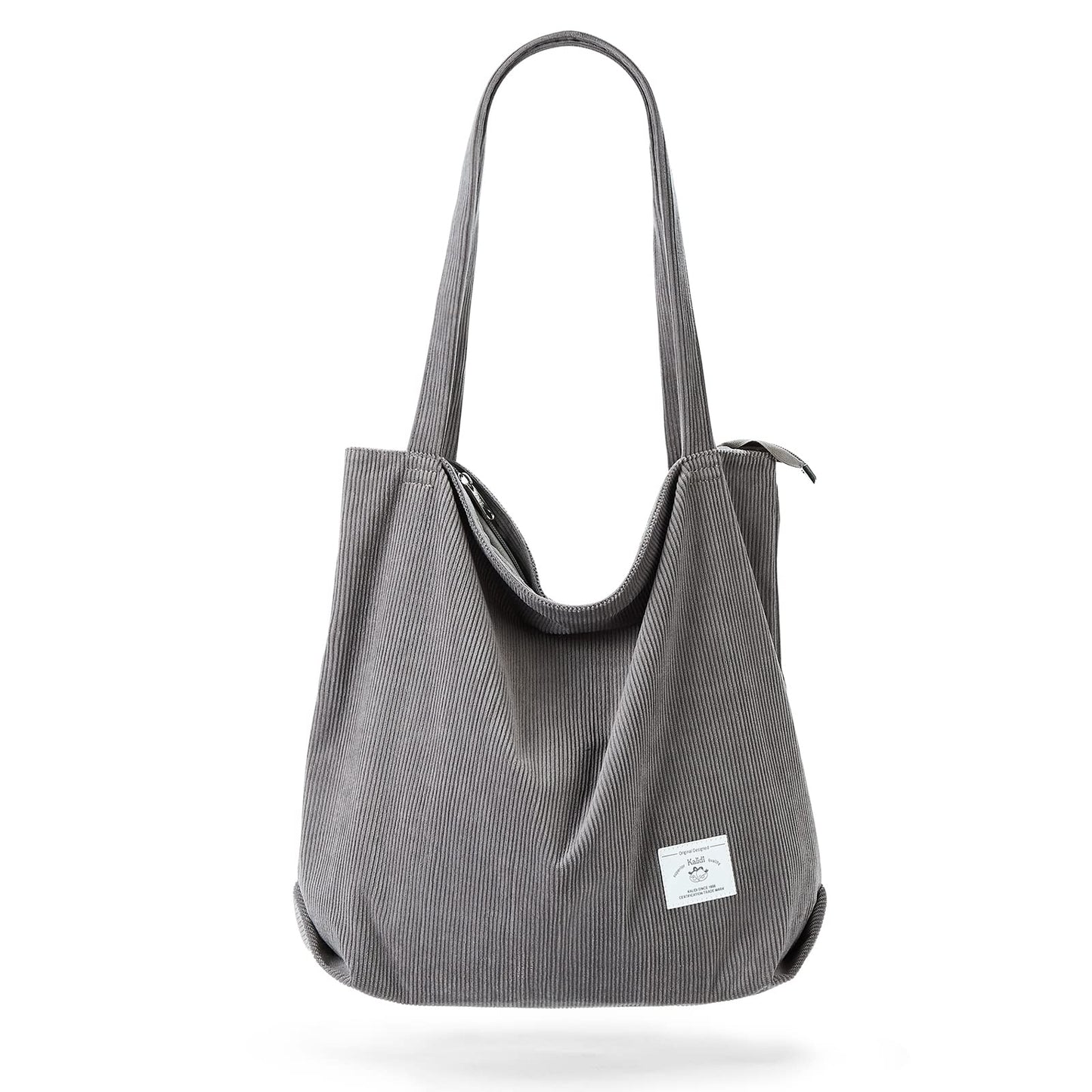 KALIDI Women Corduroy Tote Bag Zipper Casual Tote's Handbag Big Capacity Shoulder Bag with Pockets - TropiGlobe storeTropiGlobe