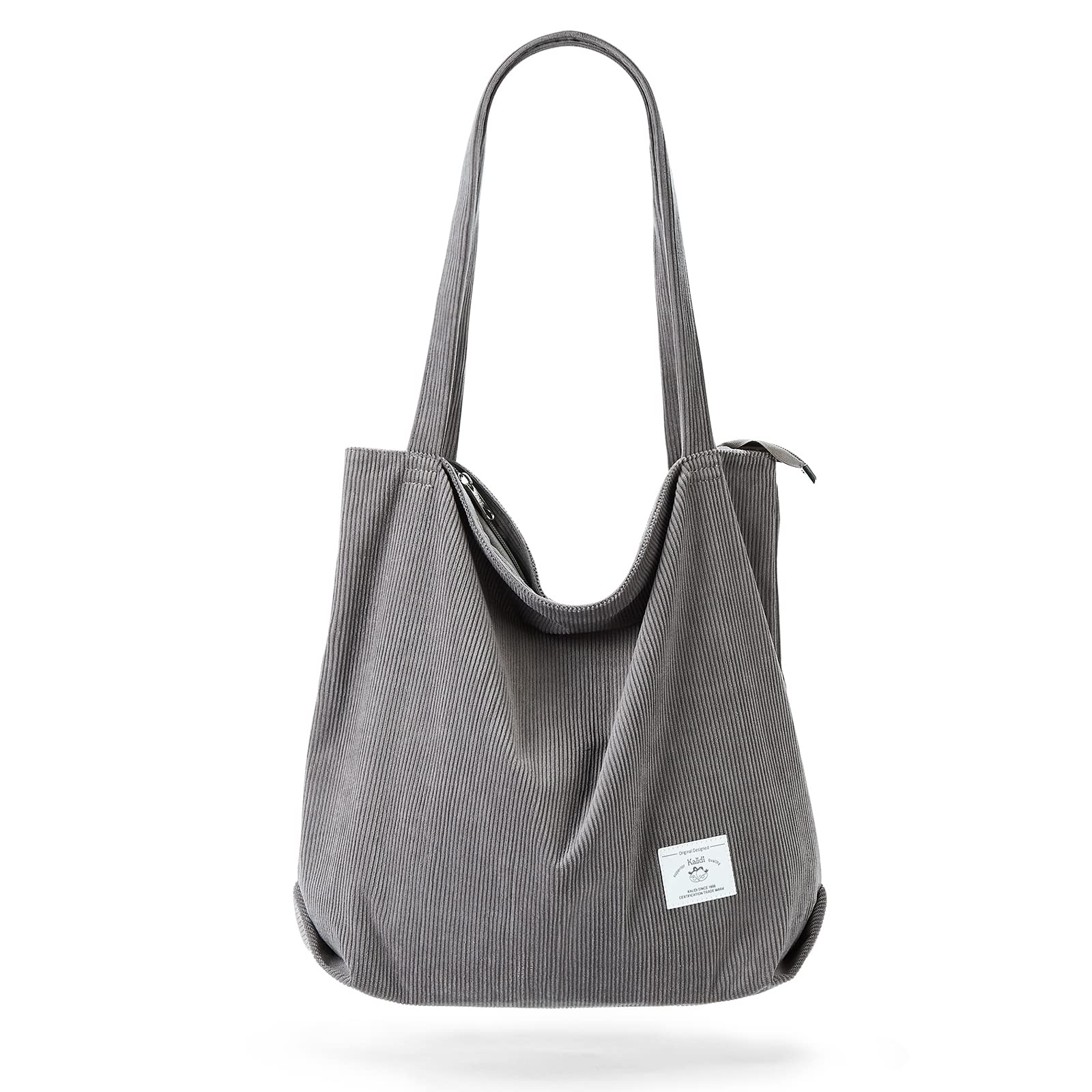 KALIDI Women Corduroy Tote Bag Zipper Casual Tote's Handbag Big Capacity Shoulder Bag with Pockets - TropiGlobe storeTropiGlobe