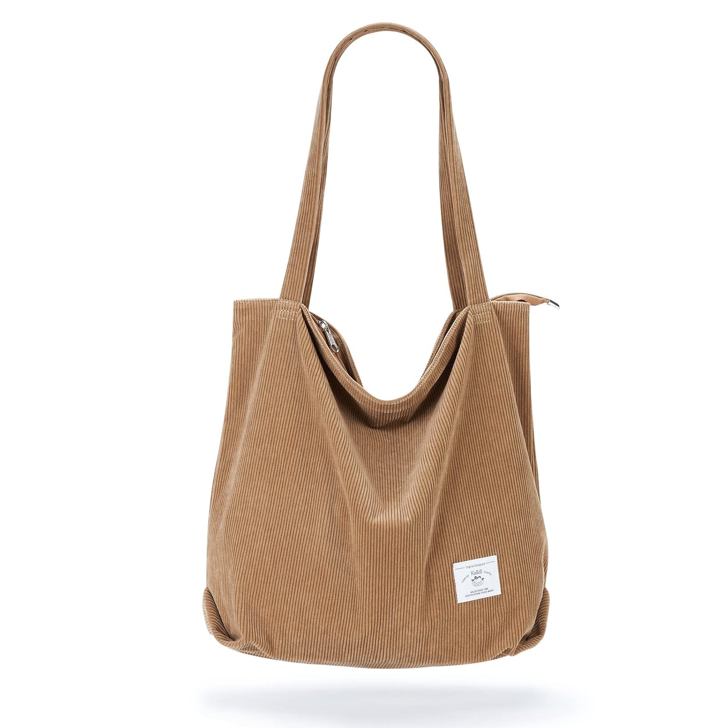 KALIDI Women Corduroy Tote Bag Zipper Casual Tote's Handbag Big Capacity Shoulder Bag with Pockets - TropiGlobe storeTropiGlobe
