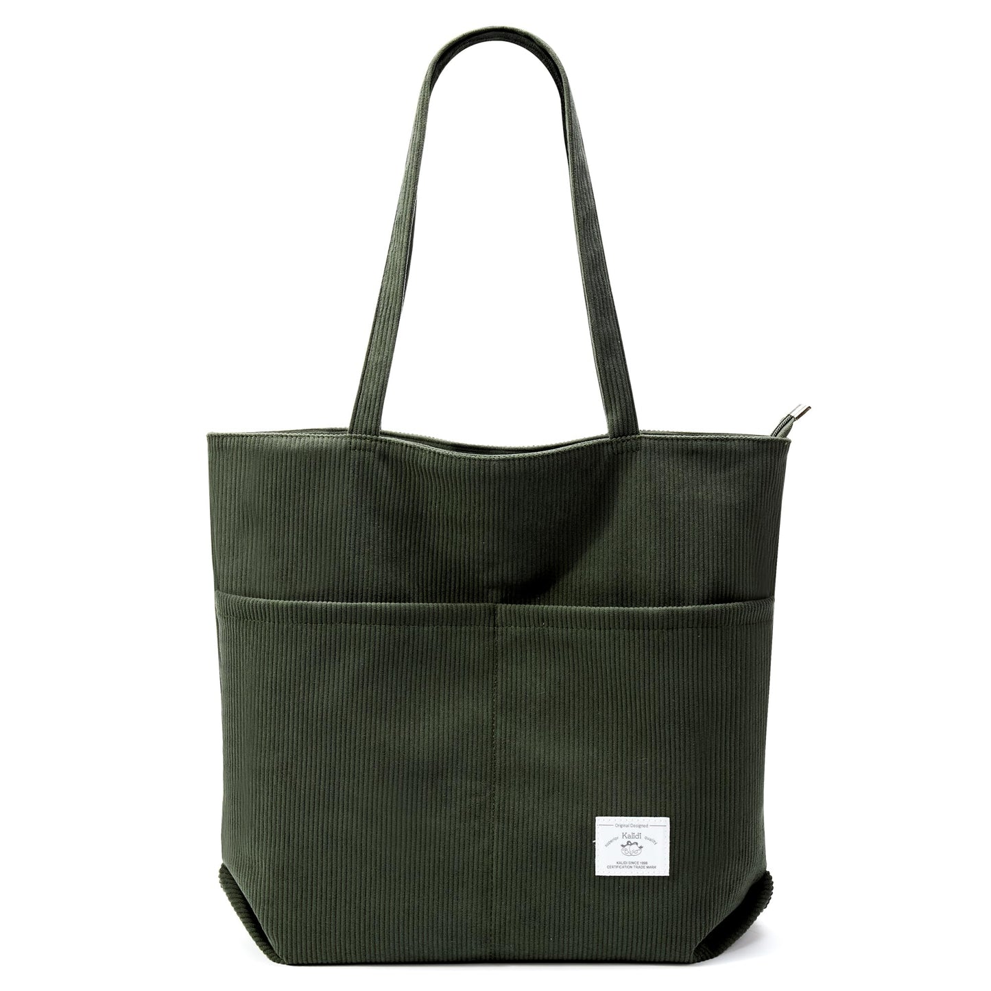 KALIDI Women Corduroy Tote Bag Zipper Casual Tote's Handbag Big Capacity Shoulder Bag with Pockets - TropiGlobe storeTropiGlobe